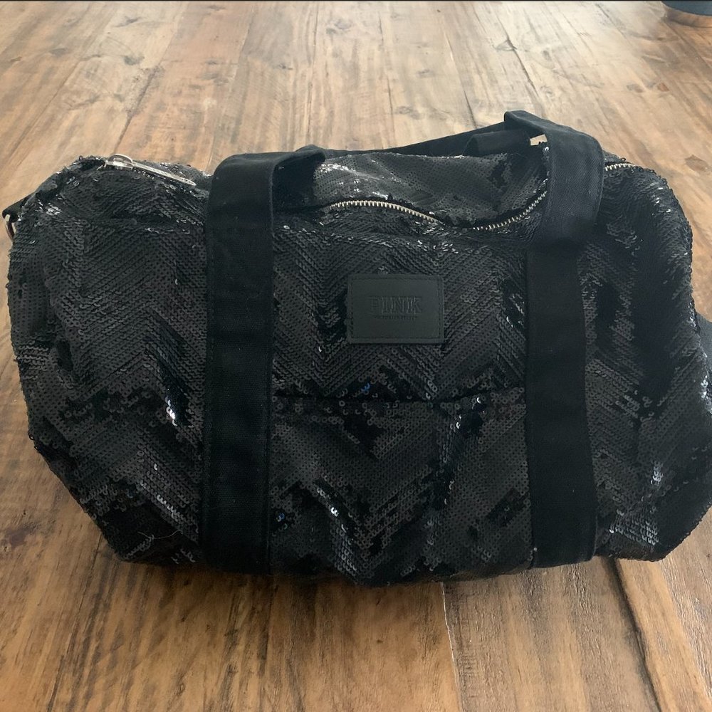 PINK Victoria's Secret Black Sequin Duffle Bag